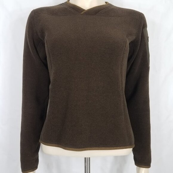 Arc'teryx brown Polartec insulated V-neck pullover sweatshirt ladies XS X-Small - Picture 1 of 8